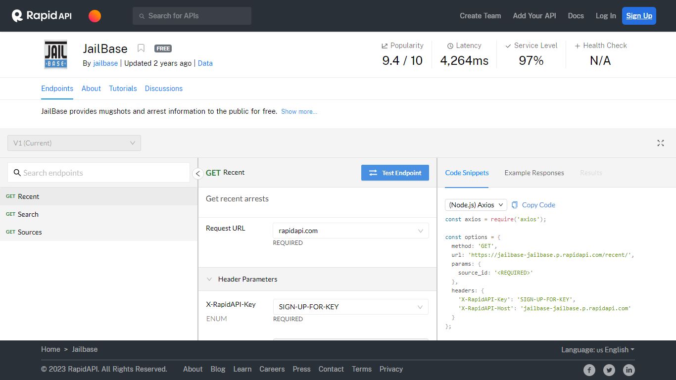 JailBase® API: Arrest Information, Mugshots & More